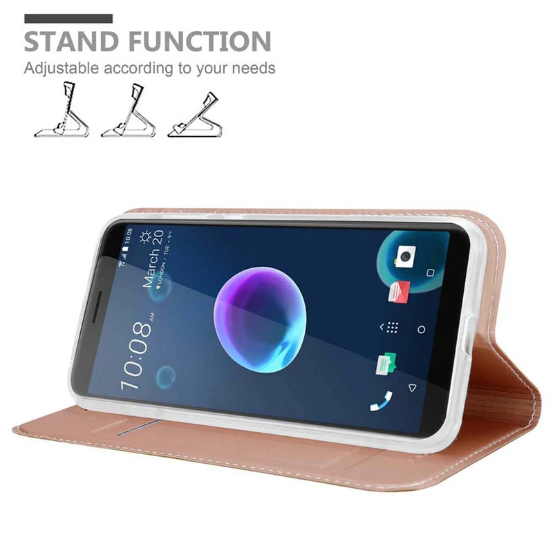 Cadorabo Hülle kompatibel mit HTC Desire 12 Schutzhülle mit Magnetverschluss, Standfunktion und Kartenfach