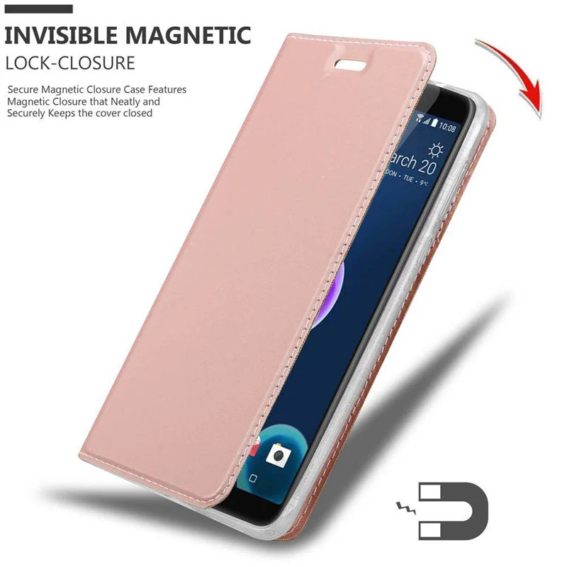 Cadorabo Hülle kompatibel mit HTC Desire 12 Schutzhülle mit Magnetverschluss, Standfunktion und Kartenfach