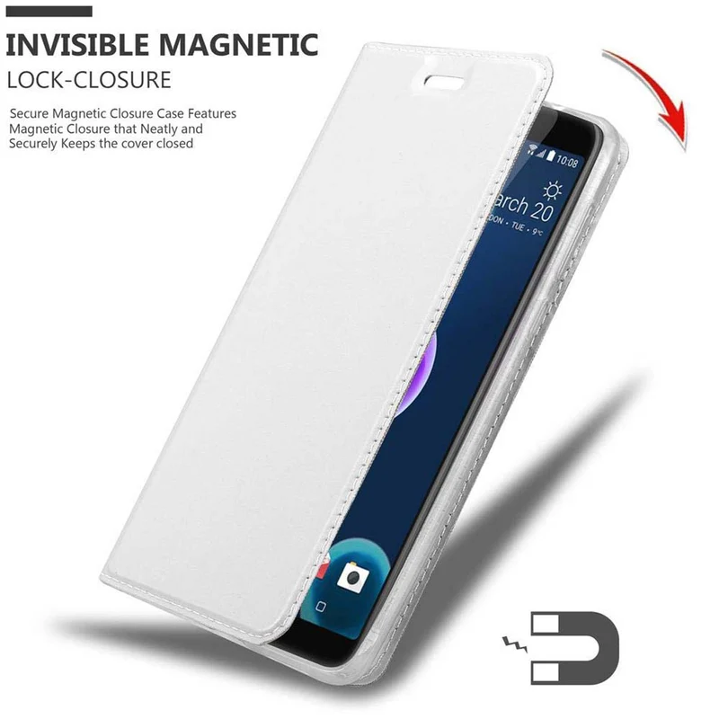 Cadorabo Hülle kompatibel mit HTC Desire 12 Schutzhülle mit Magnetverschluss, Standfunktion und Kartenfach