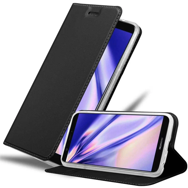 Cadorabo Hülle kompatibel mit Huawei P SMART 2018 / Enjoy 7S Schutzhülle mit Magnetverschluss, Standfunktion und Kartenfach