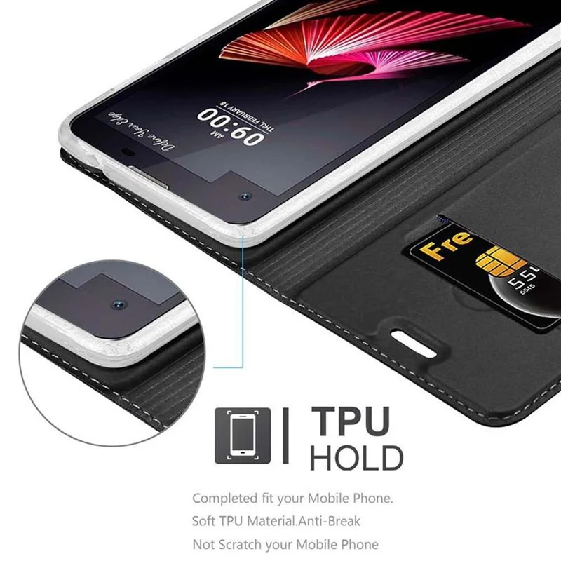 Cadorabo Hülle kompatibel mit LG X SCREEN Schutzhülle mit Magnetverschluss, Standfunktion und Kartenfach