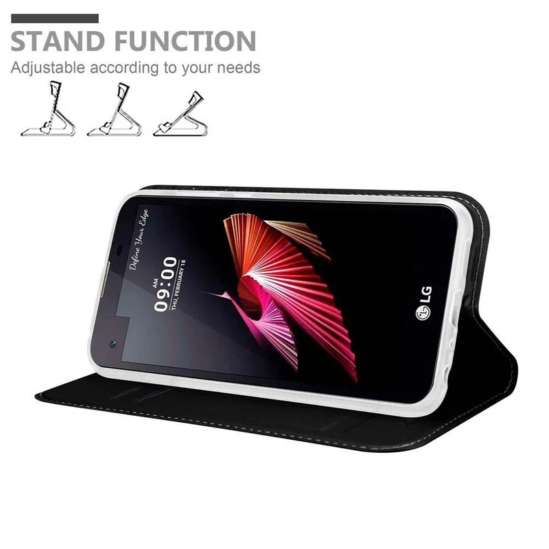 Cadorabo Hülle kompatibel mit LG X SCREEN Schutzhülle mit Magnetverschluss, Standfunktion und Kartenfach