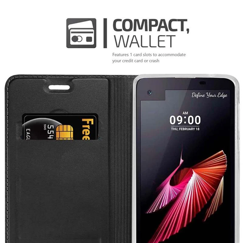 Cadorabo Hülle kompatibel mit LG X SCREEN Schutzhülle mit Magnetverschluss, Standfunktion und Kartenfach