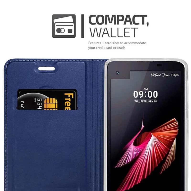 Cadorabo Hülle kompatibel mit LG X SCREEN Schutzhülle mit Magnetverschluss, Standfunktion und Kartenfach