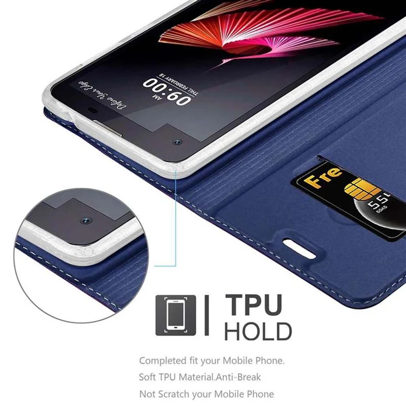 Cadorabo Hülle kompatibel mit LG X SCREEN Schutzhülle mit Magnetverschluss, Standfunktion und Kartenfach