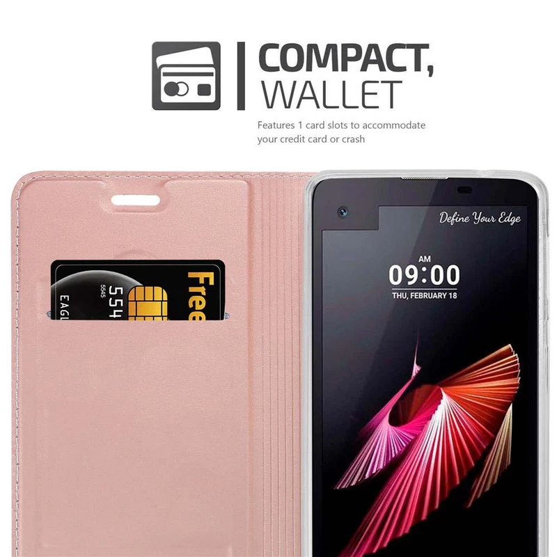 Cadorabo Hülle kompatibel mit LG X SCREEN Schutzhülle mit Magnetverschluss, Standfunktion und Kartenfach