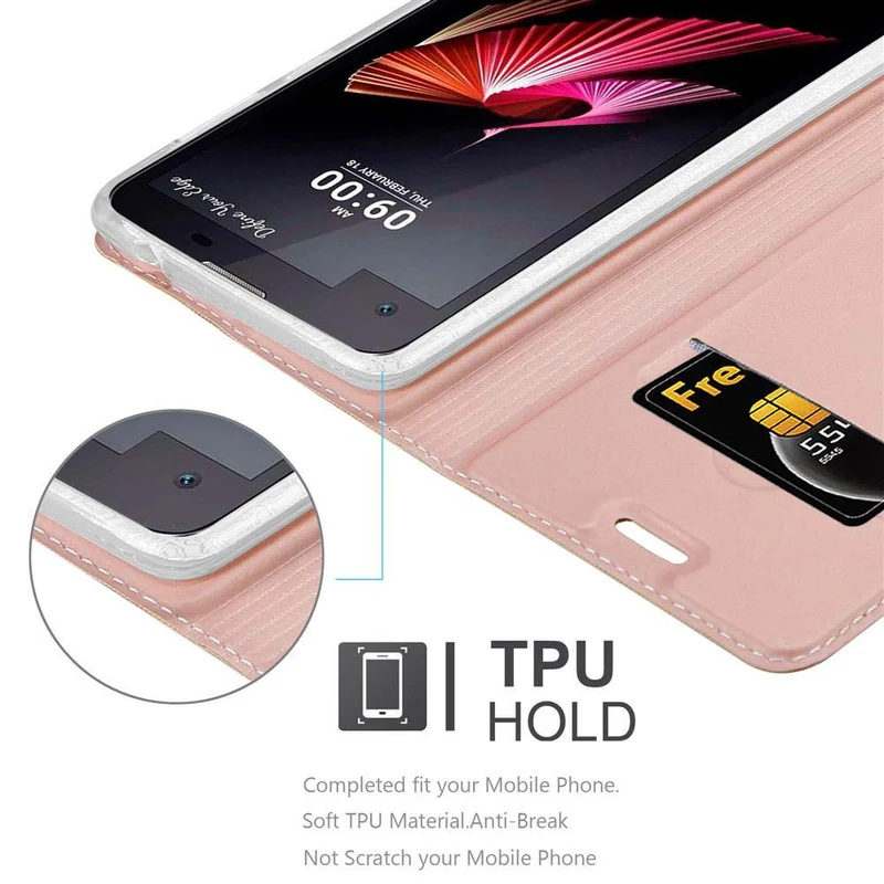Cadorabo Hülle kompatibel mit LG X SCREEN Schutzhülle mit Magnetverschluss, Standfunktion und Kartenfach