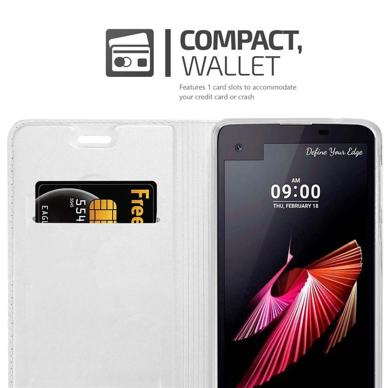 Cadorabo Hülle kompatibel mit LG X SCREEN Schutzhülle mit Magnetverschluss, Standfunktion und Kartenfach