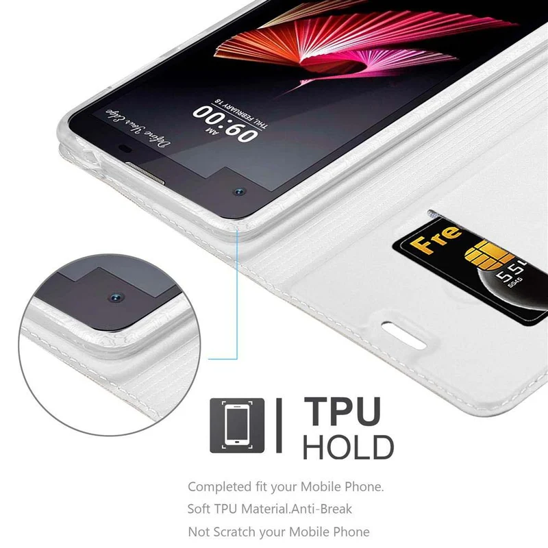 Cadorabo Hülle kompatibel mit LG X SCREEN Schutzhülle mit Magnetverschluss, Standfunktion und Kartenfach