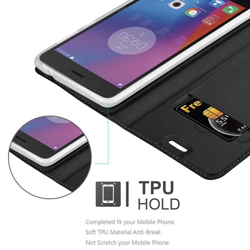 Cadorabo Hülle kompatibel mit Lenovo K6 / K6 POWER Schutzhülle mit Magnetverschluss, Standfunktion und Kartenfach
