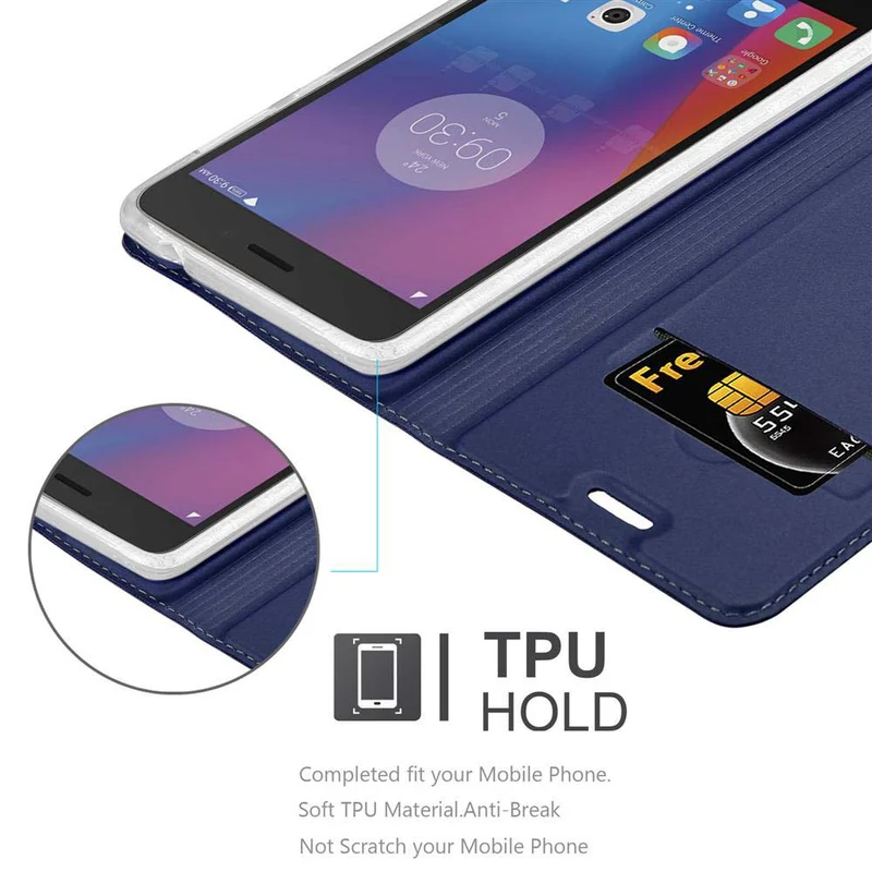 Cadorabo Hülle kompatibel mit Lenovo K6 / K6 POWER Schutzhülle mit Magnetverschluss, Standfunktion und Kartenfach