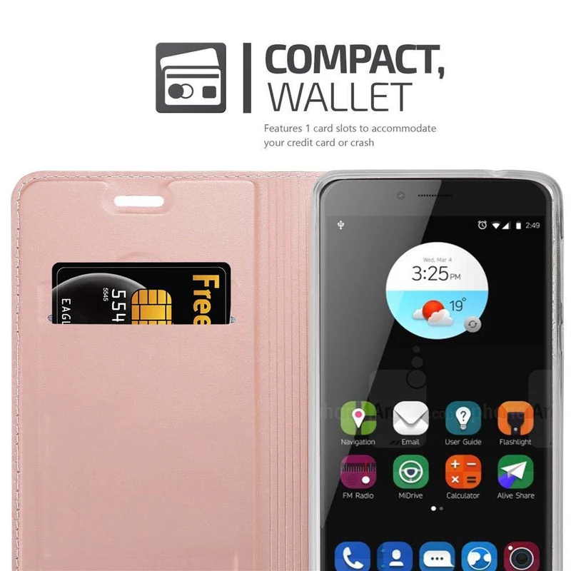Cadorabo Hülle kompatibel mit ZTE Blade V7 Schutzhülle mit Magnetverschluss, Standfunktion und Kartenfach