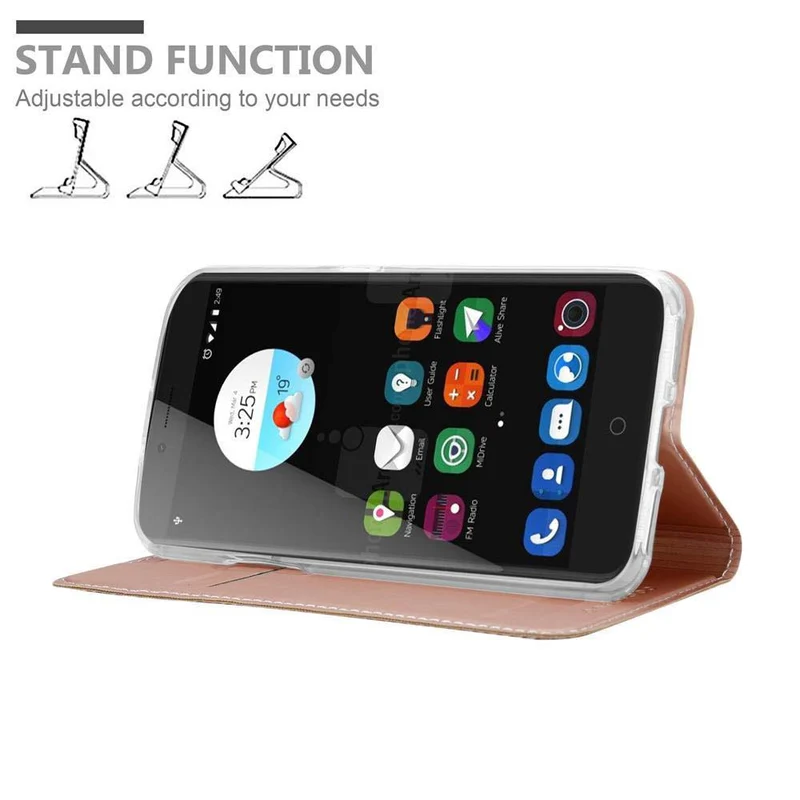 Cadorabo Hülle kompatibel mit ZTE Blade V7 Schutzhülle mit Magnetverschluss, Standfunktion und Kartenfach