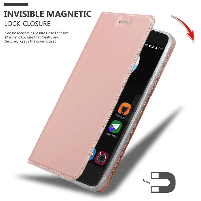 Cadorabo Hülle kompatibel mit ZTE Blade V7 Schutzhülle mit Magnetverschluss, Standfunktion und Kartenfach
