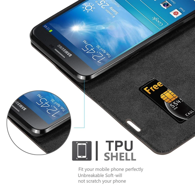 Cadorabo Hülle kompatibel mit Samsung Galaxy MEGA 6.3 Schutzhülle mit Magnetverschluss, Standfunktion und Kartenfach