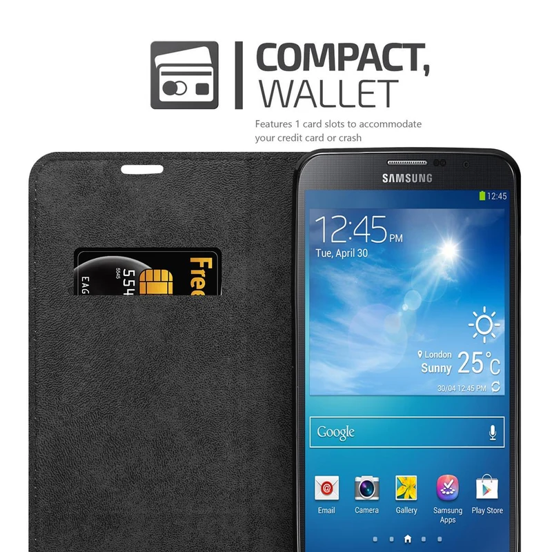 Cadorabo Hülle kompatibel mit Samsung Galaxy MEGA 6.3 Schutzhülle mit Magnetverschluss, Standfunktion und Kartenfach