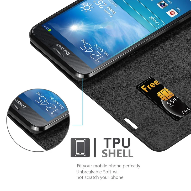 Cadorabo Hülle kompatibel mit Samsung Galaxy MEGA 6.3 Schutzhülle mit Magnetverschluss, Standfunktion und Kartenfach