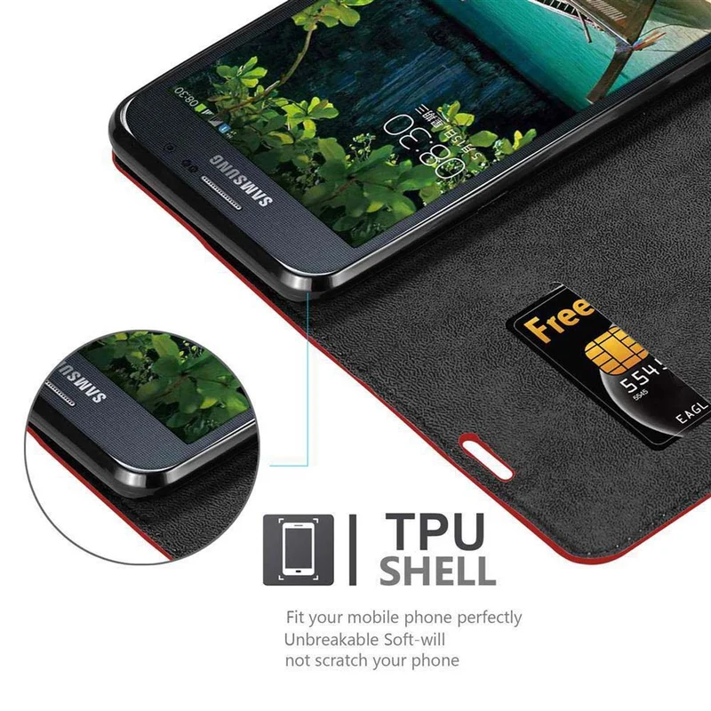 Cadorabo Hülle kompatibel mit Samsung Galaxy MEGA 5.8 Schutzhülle mit Magnetverschluss, Standfunktion und Kartenfach