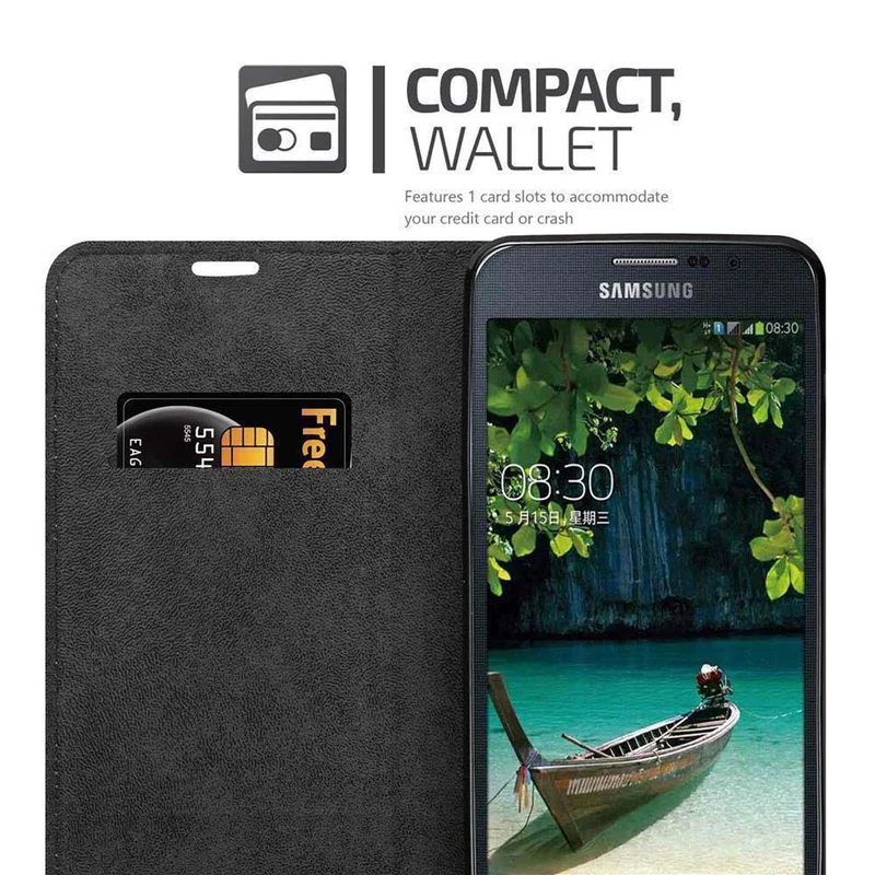 Cadorabo Hülle kompatibel mit Samsung Galaxy MEGA 5.8 Schutzhülle mit Magnetverschluss, Standfunktion und Kartenfach