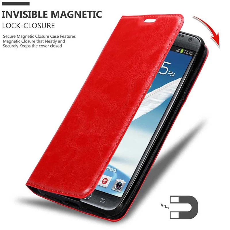 Cadorabo Hülle kompatibel mit Samsung Galaxy NOTE 2 Schutzhülle mit Magnetverschluss, Standfunktion und Kartenfach