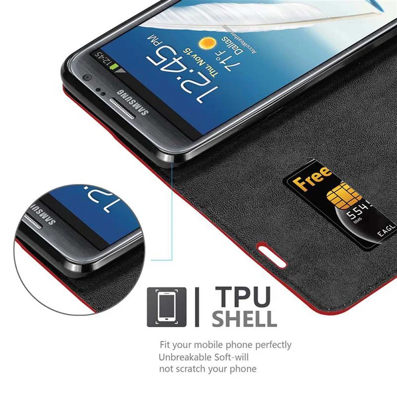 Cadorabo Hülle kompatibel mit Samsung Galaxy NOTE 2 Schutzhülle mit Magnetverschluss, Standfunktion und Kartenfach