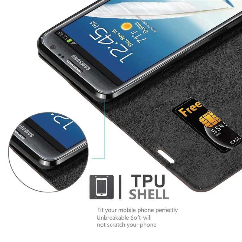 Cadorabo Hülle kompatibel mit Samsung Galaxy NOTE 2 Schutzhülle mit Magnetverschluss, Standfunktion und Kartenfach