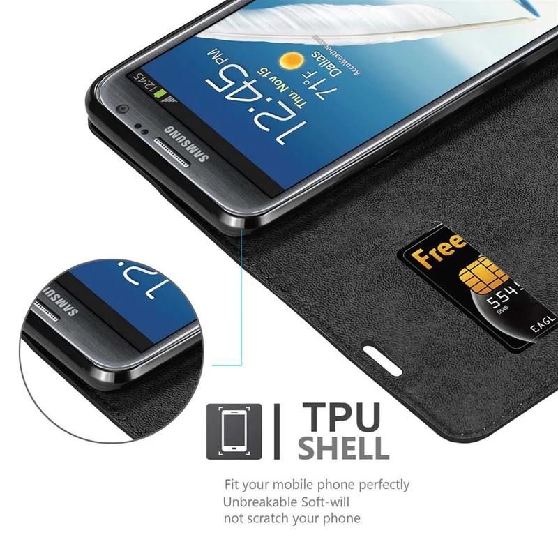 Cadorabo Hülle kompatibel mit Samsung Galaxy NOTE 2 Schutzhülle mit Magnetverschluss, Standfunktion und Kartenfach