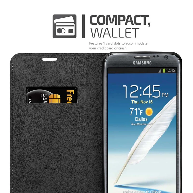 Cadorabo Hülle kompatibel mit Samsung Galaxy NOTE 2 Schutzhülle mit Magnetverschluss, Standfunktion und Kartenfach