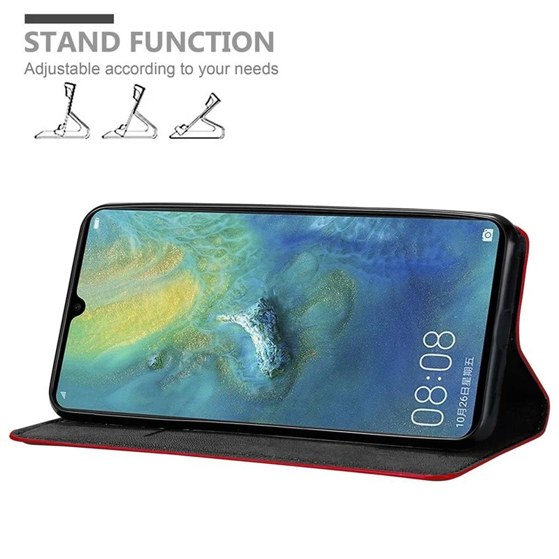 Cadorabo Hülle kompatibel mit Huawei MATE 20 X Schutzhülle mit Magnetverschluss, Standfunktion und Kartenfach
