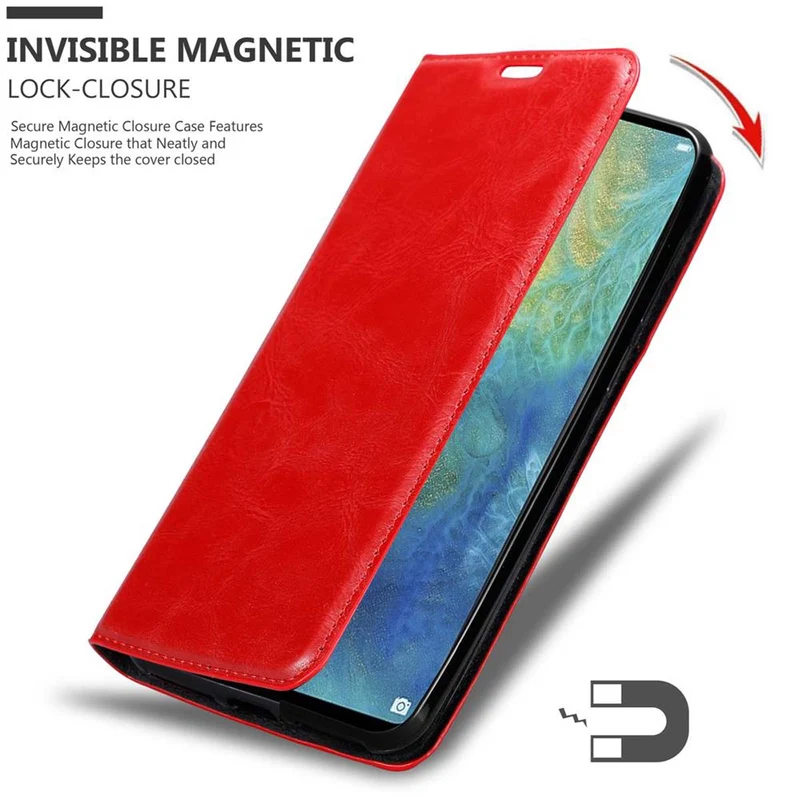 Cadorabo Hülle kompatibel mit Huawei MATE 20 X Schutzhülle mit Magnetverschluss, Standfunktion und Kartenfach