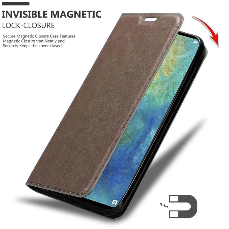Cadorabo Hülle kompatibel mit Huawei MATE 20 X Schutzhülle mit Magnetverschluss, Standfunktion und Kartenfach
