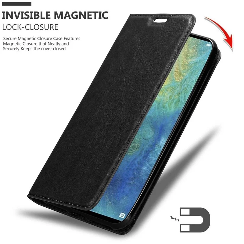 Cadorabo Hülle kompatibel mit Huawei MATE 20 X Schutzhülle mit Magnetverschluss, Standfunktion und Kartenfach