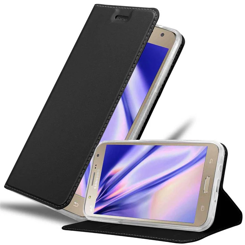 Cadorabo Hülle kompatibel mit Samsung Galaxy J7 2015 Schutzhülle mit Magnetverschluss, Standfunktion und Kartenfach