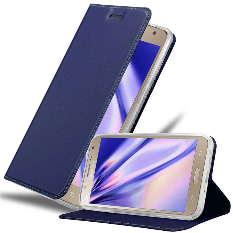 Cadorabo Hülle kompatibel mit Samsung Galaxy J7 2015 Schutzhülle mit Magnetverschluss, Standfunktion und Kartenfach