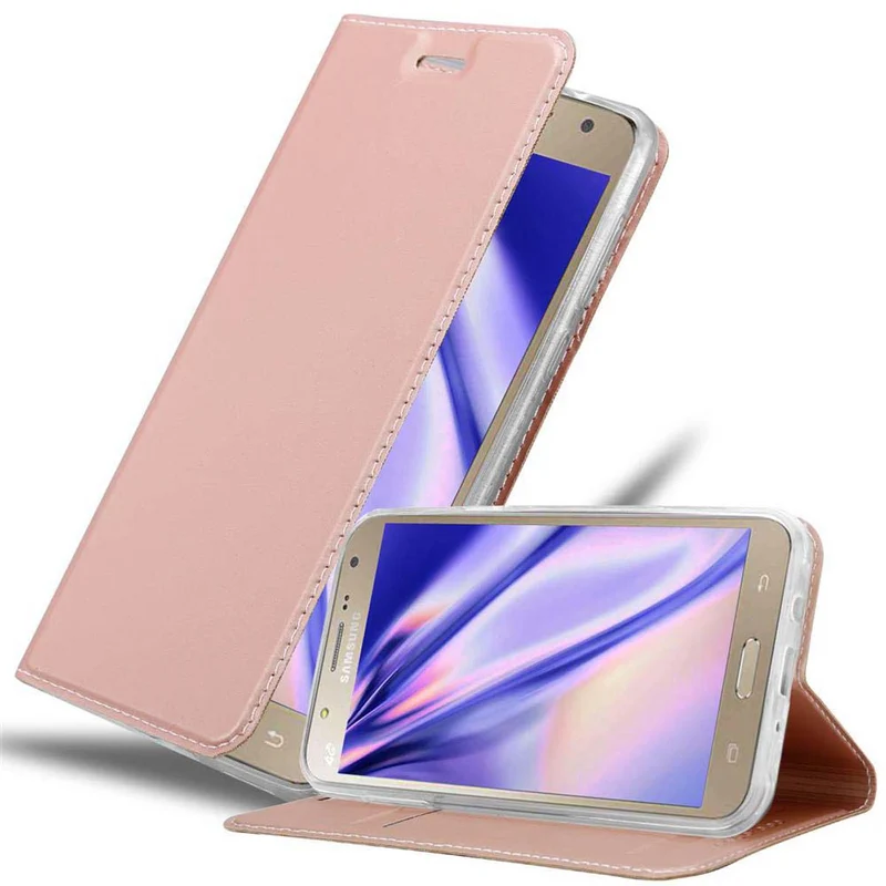 Cadorabo Hülle kompatibel mit Samsung Galaxy J7 2015 Schutzhülle mit Magnetverschluss, Standfunktion und Kartenfach