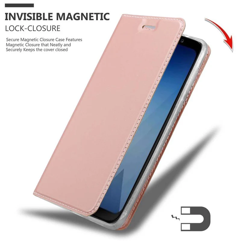 Cadorabo Hülle kompatibel mit Samsung Galaxy J6 2018 Schutzhülle mit Magnetverschluss, Standfunktion und Kartenfach