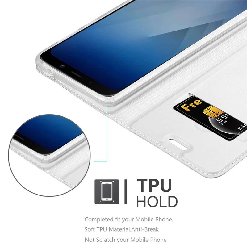Cadorabo Hülle kompatibel mit Samsung Galaxy J6 2018 Schutzhülle mit Magnetverschluss, Standfunktion und Kartenfach