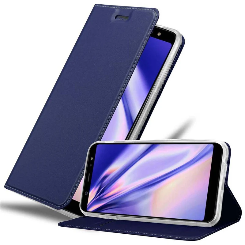 Cadorabo Hülle kompatibel mit Samsung Galaxy A6 PLUS 2018 Schutzhülle mit Magnetverschluss, Standfunktion und Kartenfach