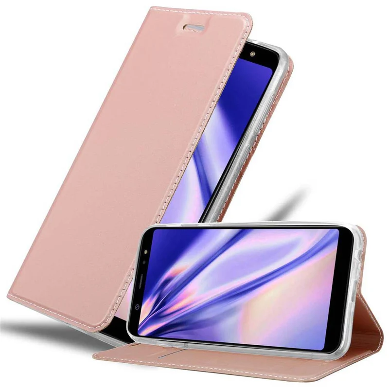 Cadorabo Hülle kompatibel mit Samsung Galaxy A6 PLUS 2018 Schutzhülle mit Magnetverschluss, Standfunktion und Kartenfach