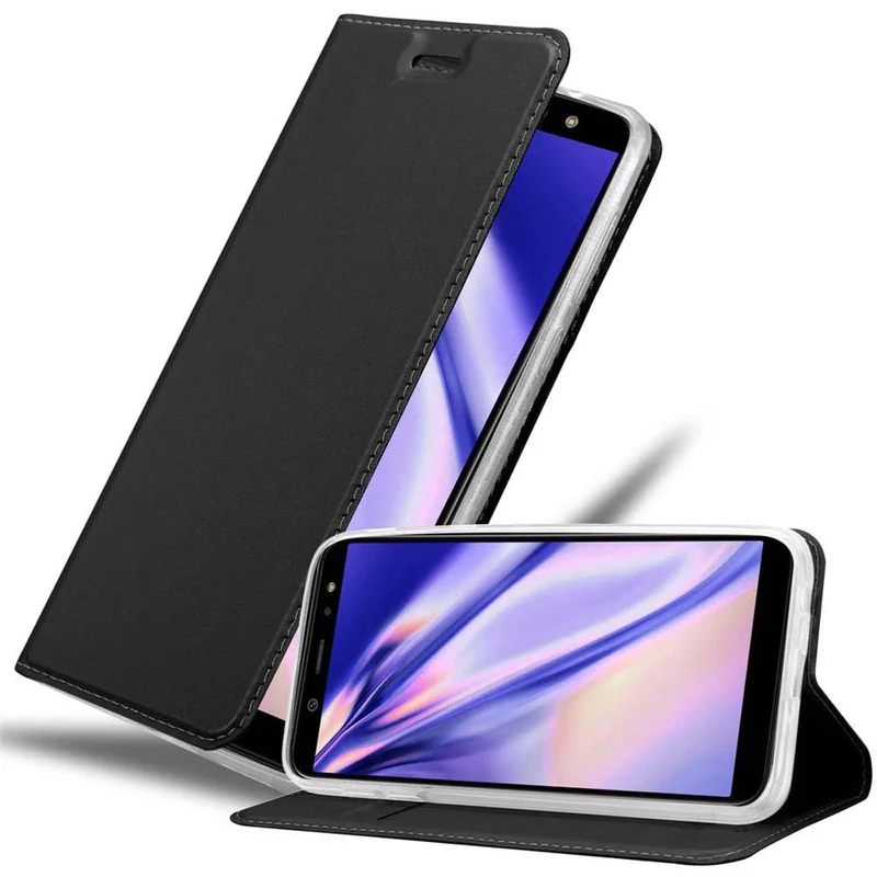 Cadorabo Hülle kompatibel mit Samsung Galaxy A6 2018 Schutzhülle mit Magnetverschluss, Standfunktion und Kartenfach