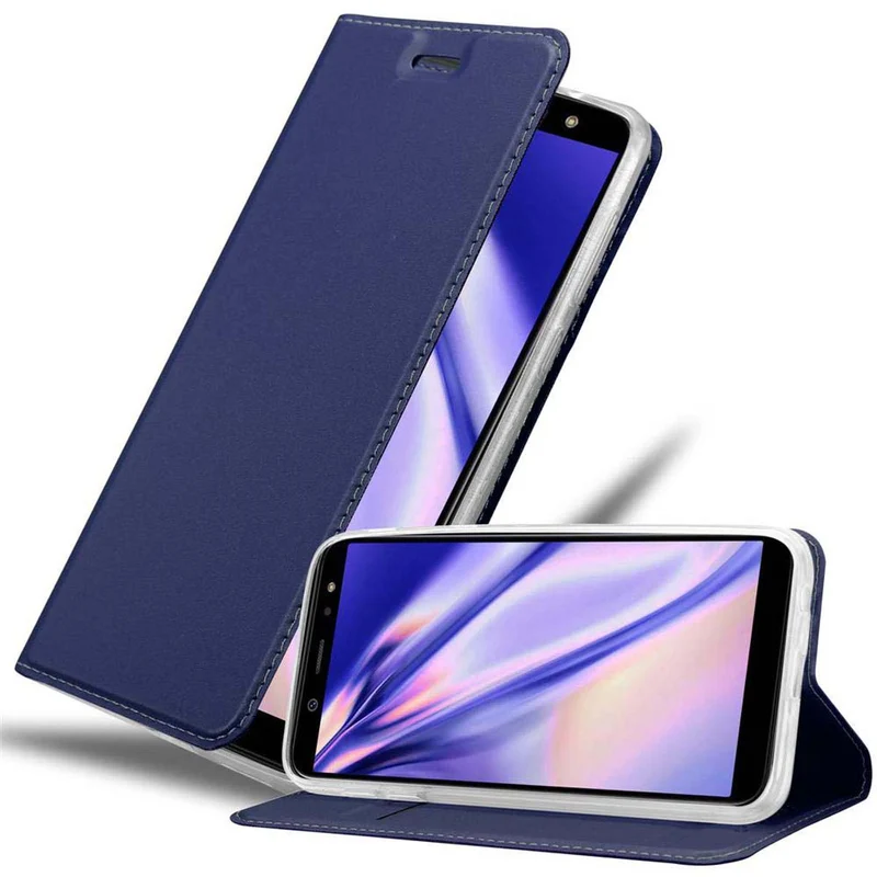 Cadorabo Hülle kompatibel mit Samsung Galaxy A6 2018 Schutzhülle mit Magnetverschluss, Standfunktion und Kartenfach