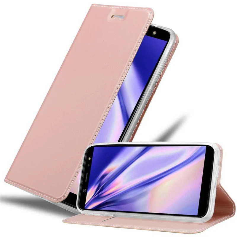Cadorabo Hülle kompatibel mit Samsung Galaxy A6 2018 Schutzhülle mit Magnetverschluss, Standfunktion und Kartenfach