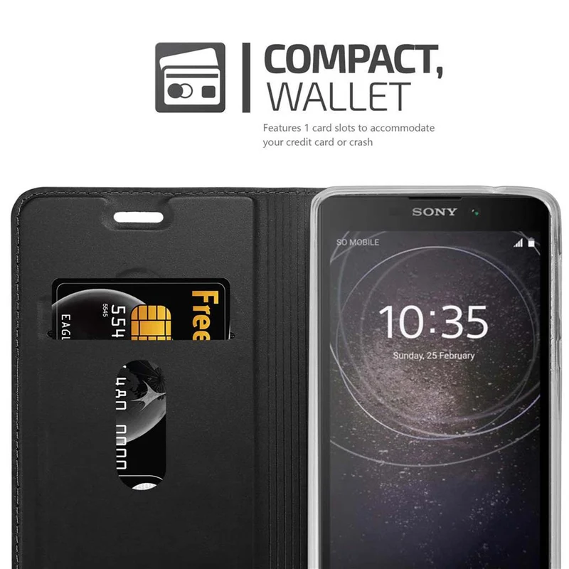 Cadorabo Hülle kompatibel mit Sony Xperia L2 Schutzhülle mit Magnetverschluss, Standfunktion und Kartenfach