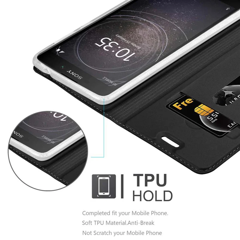 Cadorabo Hülle kompatibel mit Sony Xperia L2 Schutzhülle mit Magnetverschluss, Standfunktion und Kartenfach