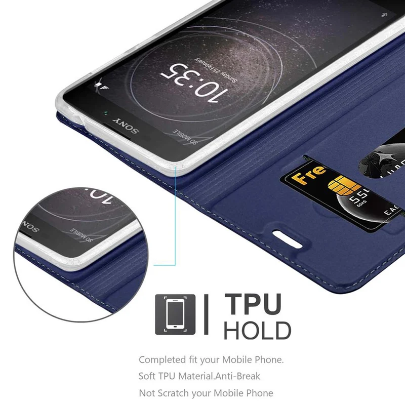 Cadorabo Hülle kompatibel mit Sony Xperia L2 Schutzhülle mit Magnetverschluss, Standfunktion und Kartenfach