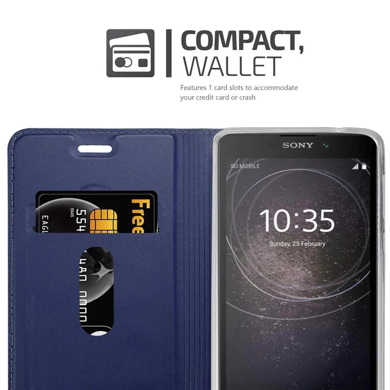 Cadorabo Hülle kompatibel mit Sony Xperia L2 Schutzhülle mit Magnetverschluss, Standfunktion und Kartenfach