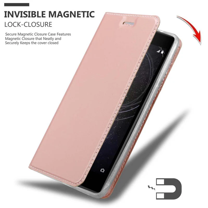Cadorabo Hülle kompatibel mit Sony Xperia L2 Schutzhülle mit Magnetverschluss, Standfunktion und Kartenfach