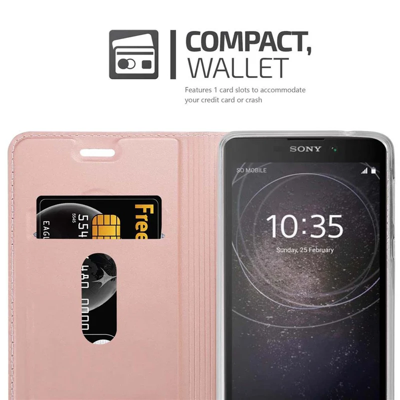 Cadorabo Hülle kompatibel mit Sony Xperia L2 Schutzhülle mit Magnetverschluss, Standfunktion und Kartenfach