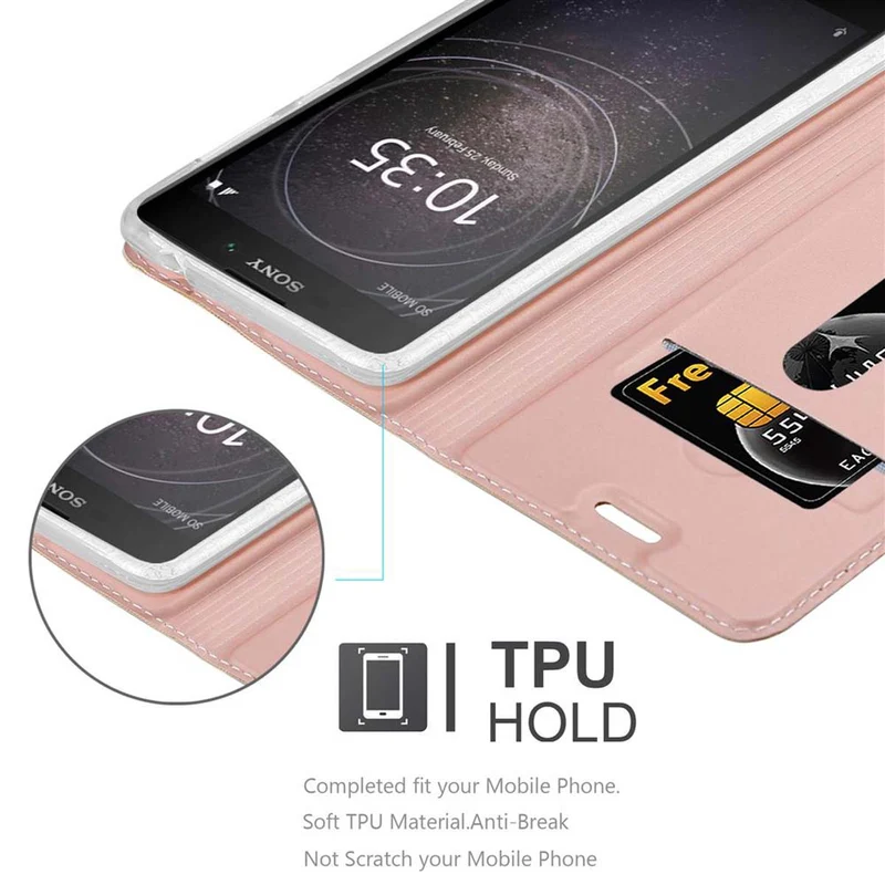 Cadorabo Hülle kompatibel mit Sony Xperia L2 Schutzhülle mit Magnetverschluss, Standfunktion und Kartenfach
