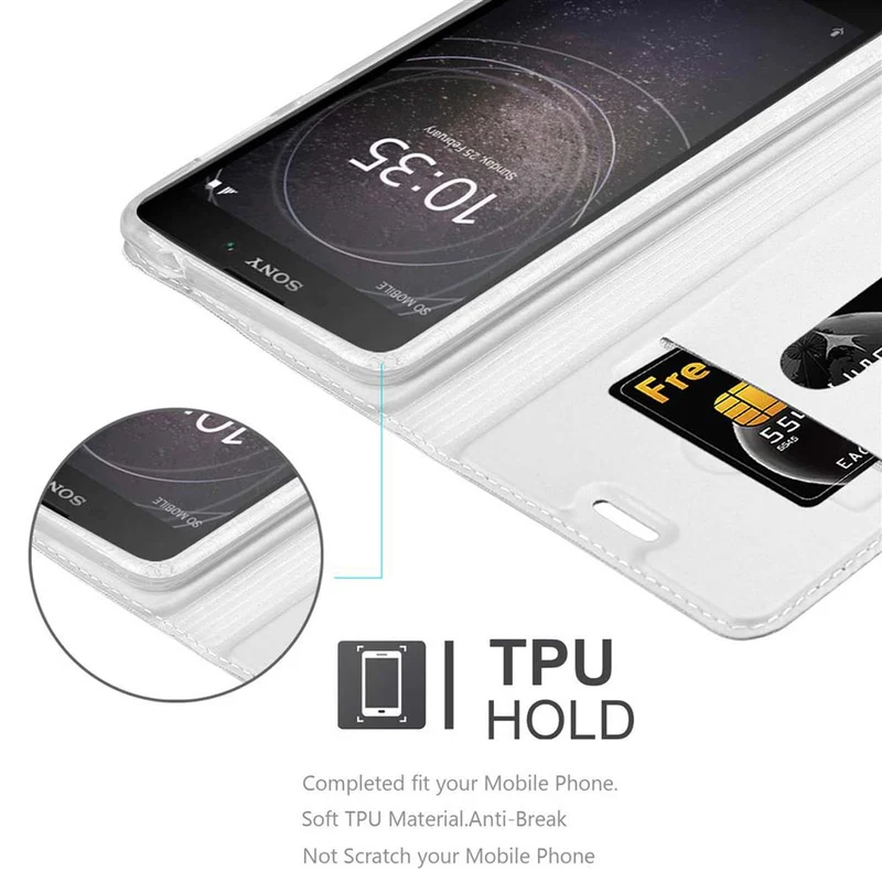 Cadorabo Hülle kompatibel mit Sony Xperia L2 Schutzhülle mit Magnetverschluss, Standfunktion und Kartenfach